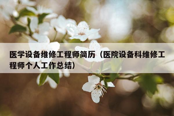 医学设备维修工程师简历（医院设备科维修工程师个人工作总结）
