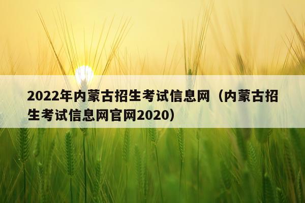 2022年内蒙古招生考试信息网（内蒙古招生考试信息网官网2020）