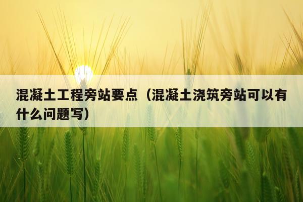 混凝土工程旁站要点（混凝土浇筑旁站可以有什么问题写）