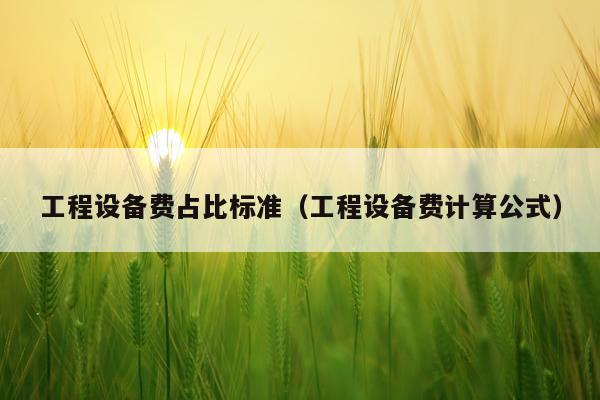 工程设备费占比标准（工程设备费计算公式）