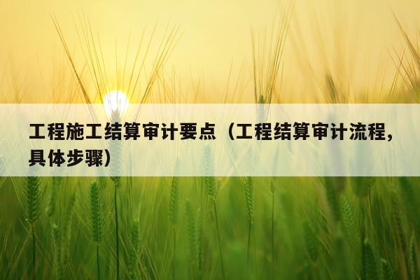 工程施工结算审计要点（工程结算审计流程,具体步骤）