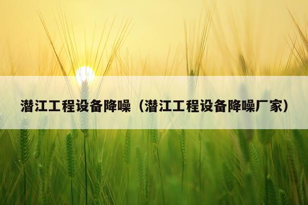 潜江工程设备降噪(潜江工程设备降噪厂家)