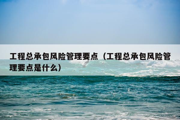 工程总承包风险管理要点（工程总承包风险管理要点是什么）
