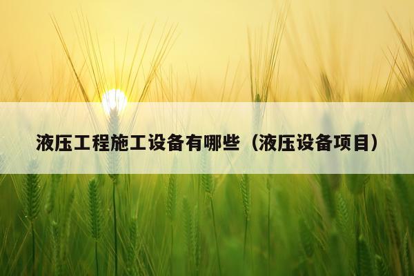液压工程施工设备有哪些（液压设备项目）