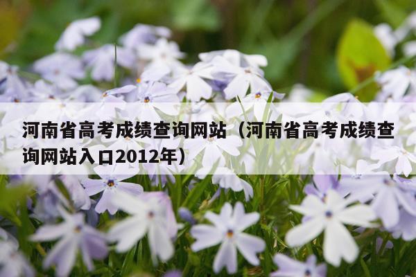 河南省高考成绩查询网站（河南省高考成绩查询网站入口2012年）