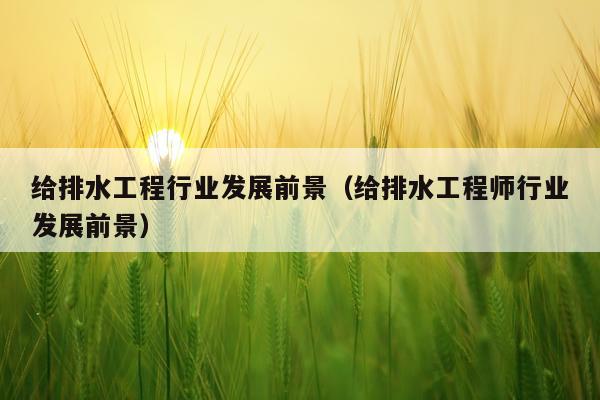 给排水工程行业发展前景（给排水工程师行业发展前景）